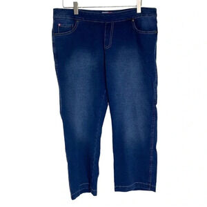Pajama jeans dark blue‎ pull on comfy capris